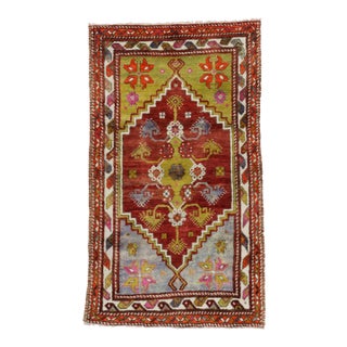 Vintage Turkish Oushak Throw Rug - 03'02 X 05'05 For Sale