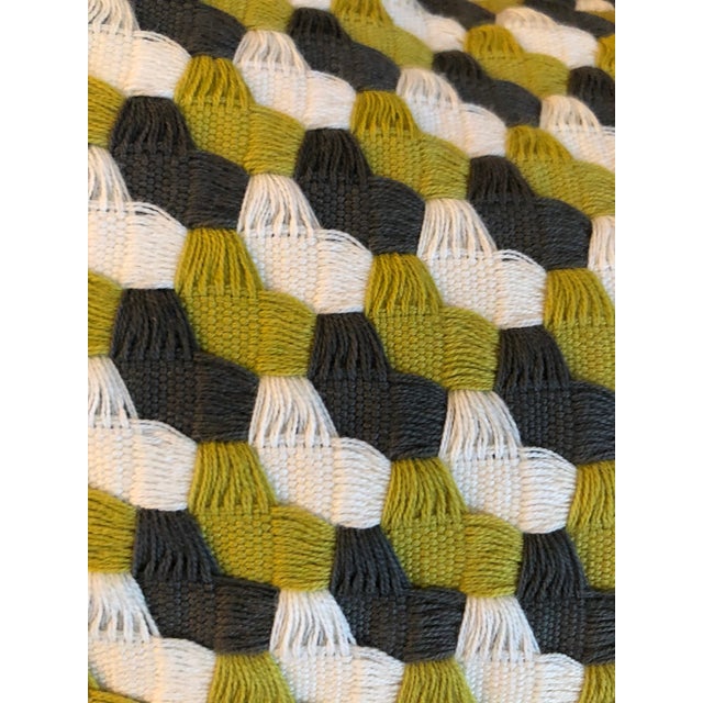 Green Woven Bolster Pillows - A Pair For Sale - Image 4 of 9