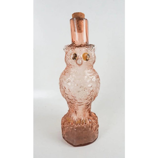 Vintage Pink Glass Owl Bottle or Decanter For Sale - Image 9 of 9