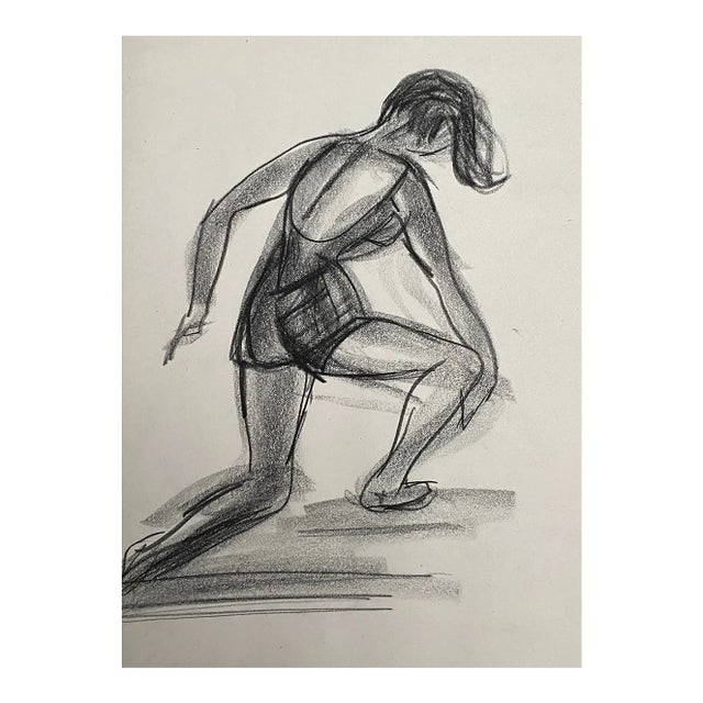 1950s Virginia Spencer Bathing Girl Drawing For Sale