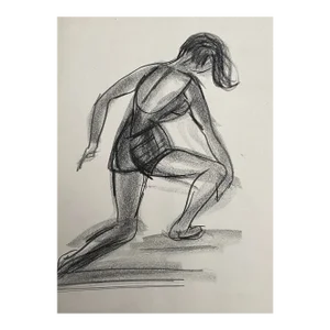 1950s Virginia Spencer Bathing Girl Drawing