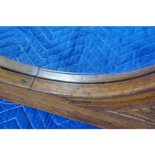 Antique Victorian Carved Oak Reclaimed Wall Hanging Mirror Beveled Glass For Sale - Image 10 of 10