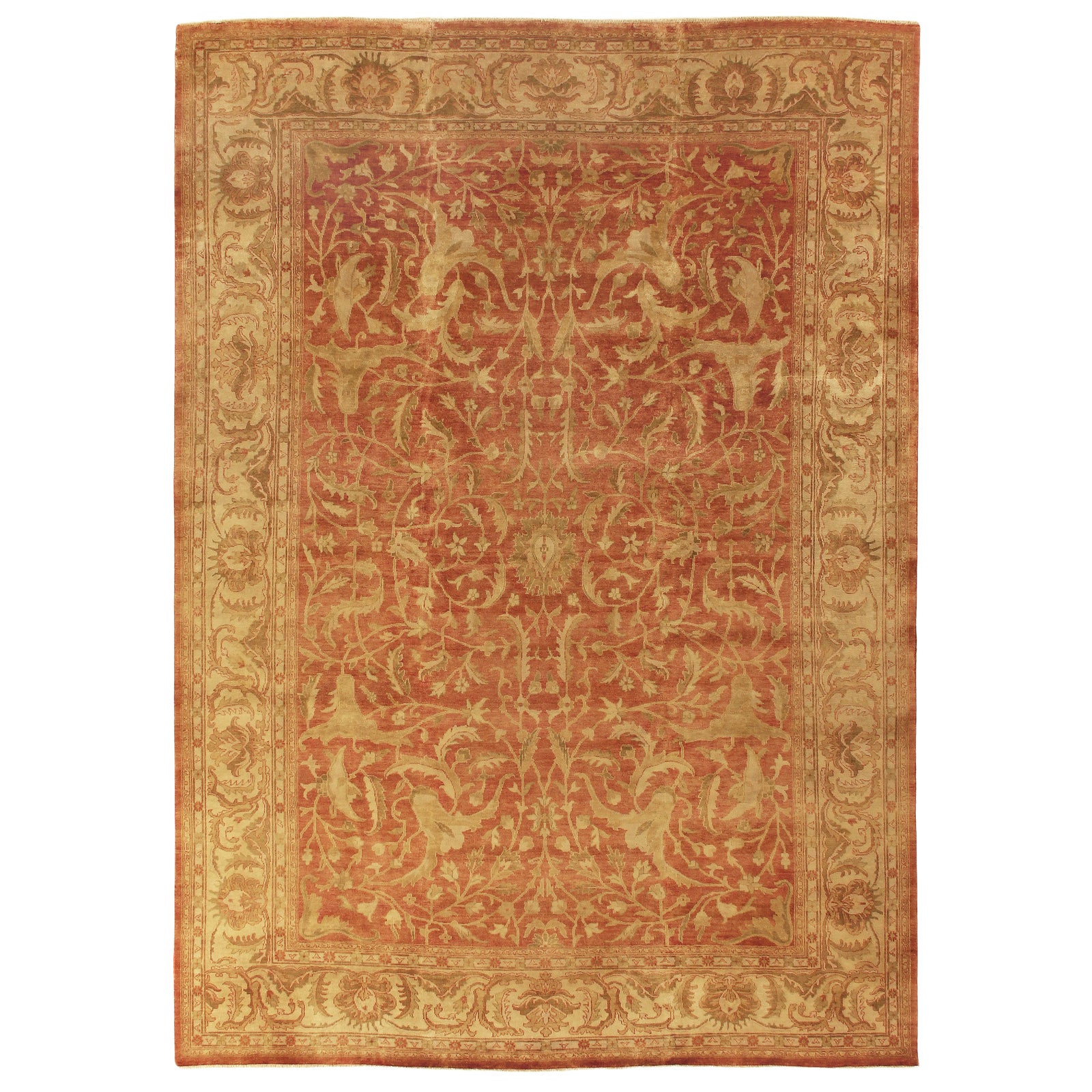 Exquisite Rugs Oushak Hand knotted Wool Red/Ivory Rug4'X6' Chairish