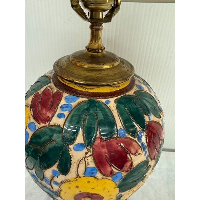 Late 20th Century Majolica Sgrafitto Table Lamp, Italian For Sale - Image 5 of 12
