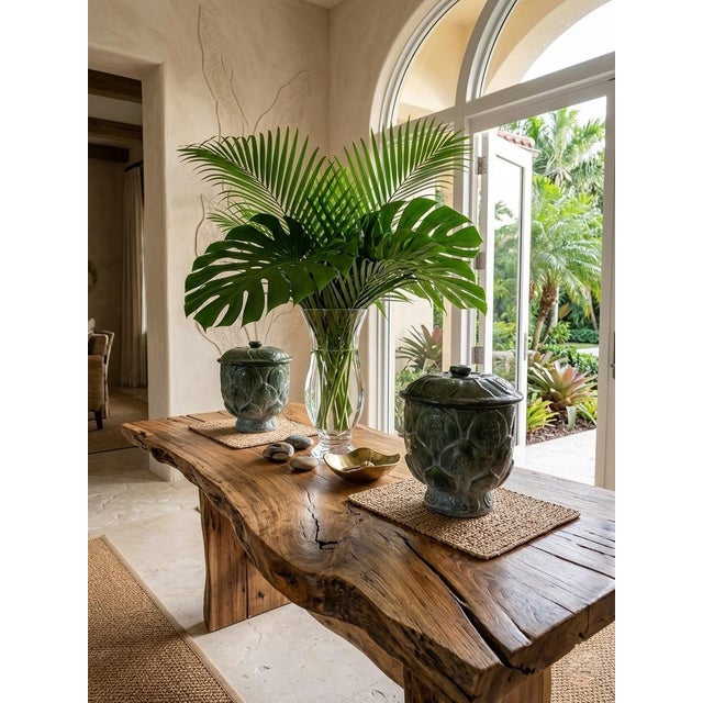 Pair of Vintage Mid-Century Modern Artichoke Footed Ceramic Jars With Lid For Sale - Image 10 of 11