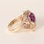 Modern Vintage 13.5k Gold Ruby and Diamond Floral Cocktail Ring, Size 7 For Sale - Image 3 of 5