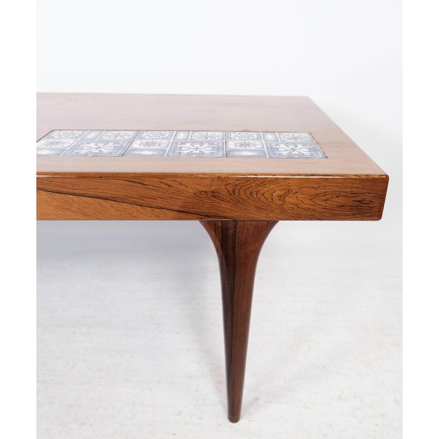 Rosewood Coffee Table with Blue Tiles by Johannes Andersen for CFC Silkeborg, 1960s For Sale - Image 6 of 17