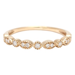 Thin .18ctw Diamond Band Ring, 14k Yellow Gold, Ring Size 7.75 For Sale