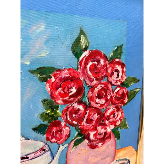 1993 Signed Marilyn A. Juckett Floral Still Life Painting in Gilt Frame For Sale - Image 4 of 10