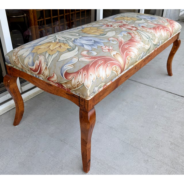 Wood Donghia Traditional Upholstered Wooden Bench From 90's For Sale - Image 7 of 10
