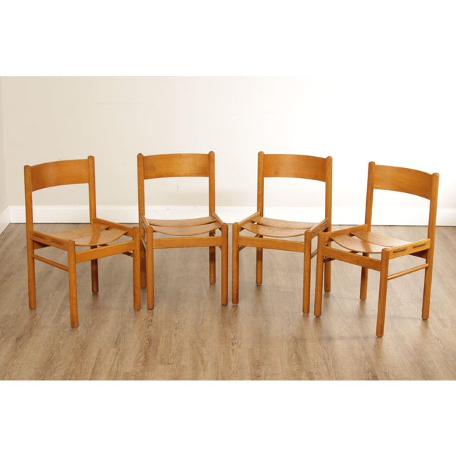 Midcentury Modern Oak Dining Chairs - Set of 4 | Chairish