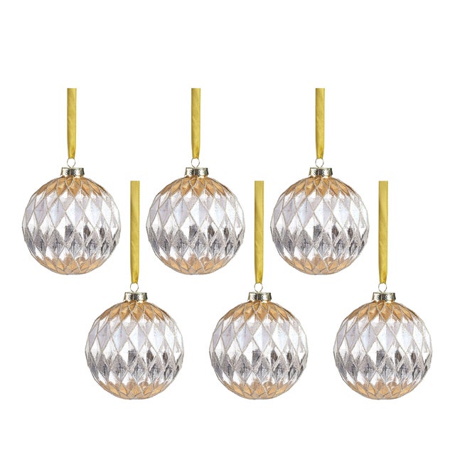 Astral Harlequin Glass Ball Ornaments- Set of 6, 4" For Sale