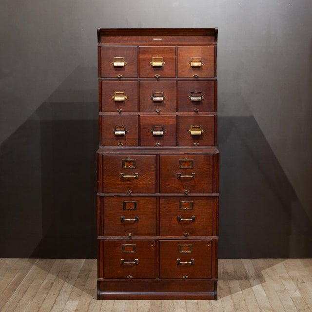 Victorian Monumental Mahogany Yawman and Erbe 15 Drawer Modular File Cabinet c.1910 For Sale - Image 3 of 18