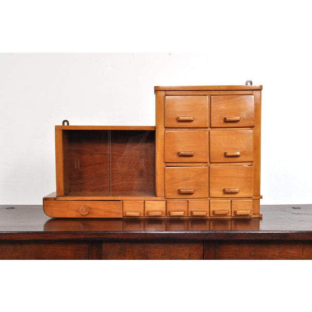 Small Beech Chest of Drawers with Display Case, 1930s For Sale - Image 11 of 11