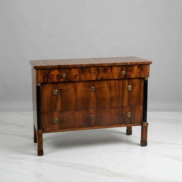 Traditional Empire Chests of Drawers Veneered in Walnut, 1820s, Set of 2 For Sale - Image 3 of 7