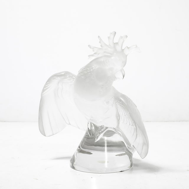 Mid-Century Modernist Sculptural Crystal Cockatiel Sculpture Signed Lalique For Sale - Image 15 of 18