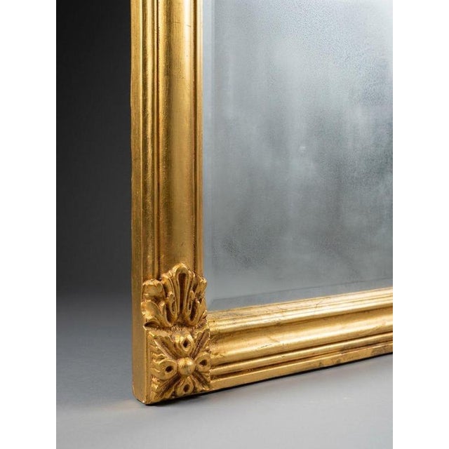 Hollywood Regency Large Regency Style Carved Giltwood Overmantel Mirror For Sale - Image 3 of 4