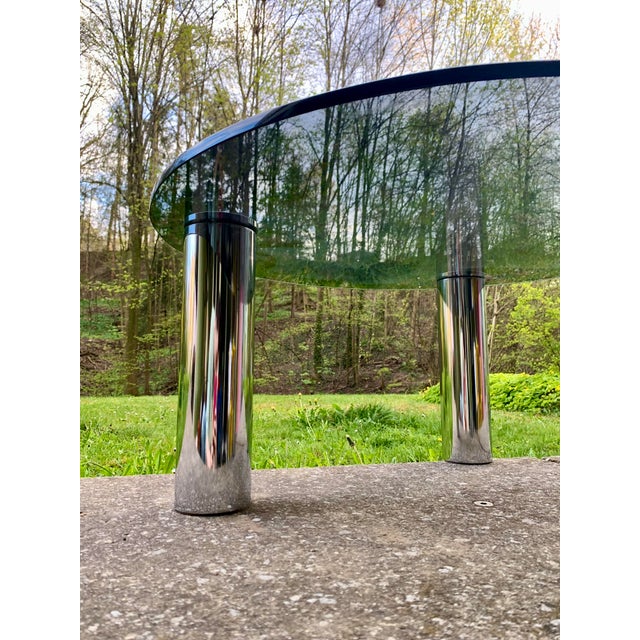 1970s Space Age Sofa Table in Chrome and Smoked Glass, 1970s For Sale - Image 5 of 13