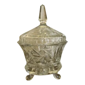 Late 20th Century Brilliant Cut Crystal Glass Lidded Candy Bowl