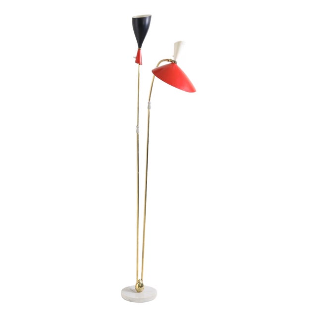Italian Modernist Two Light Floor Lamp For Sale