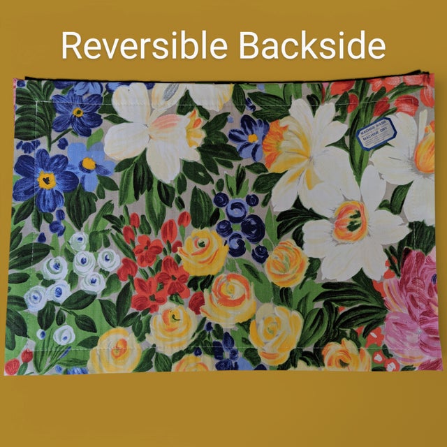 Green Vintage Easter Spring Floral Reversible Pleated Placemats and Matching Napkins- Set of 8 For Sale - Image 8 of 12