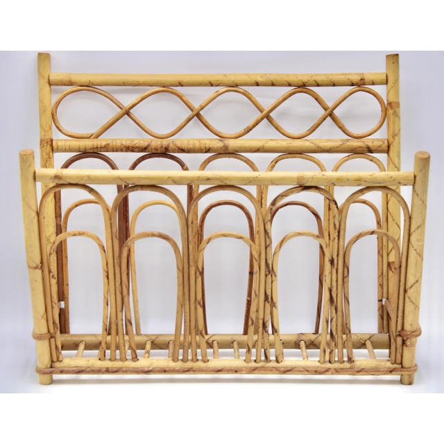 Wood 1960s Vintage Burnt Bamboo Magazine Rack For Sale - Image 7 of 13