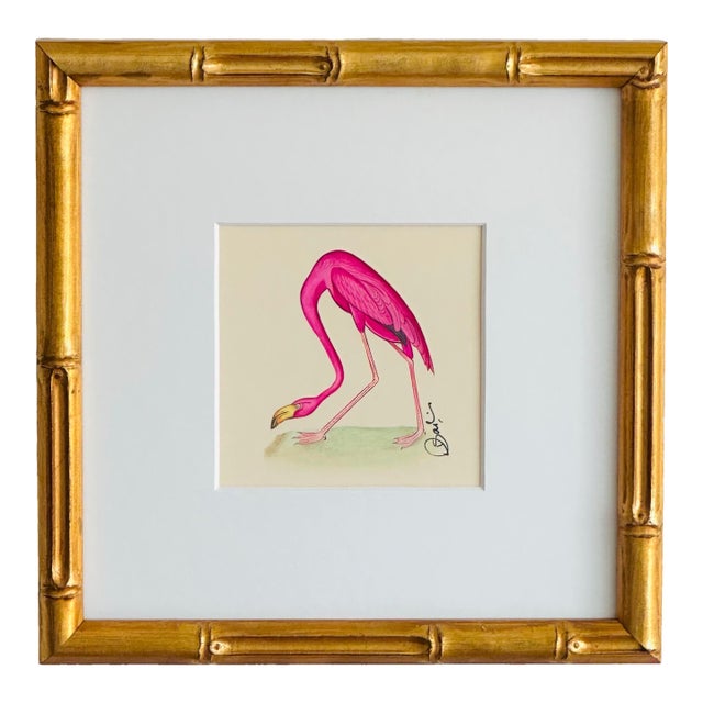 Original Hand-Painted Pink Flamingo Painting For Sale