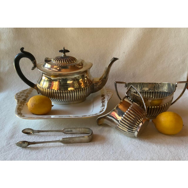 Antique English Silver Plate Georgian Revival 3-Piece Tea Service, Thomas Wilkinson & Co. Birmingham, Engraved Great War Wedding Gift, c.1919 For Sale - Image 11 of 18