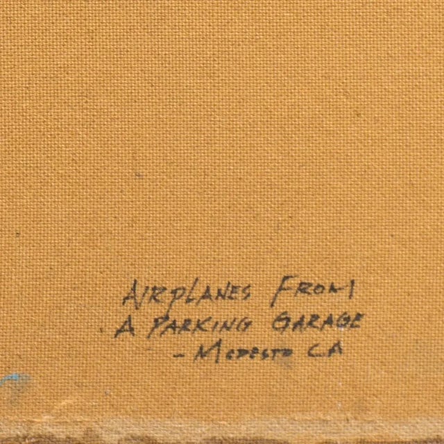 Turquoise 'Red Glider' by Keith Longcor, 2002; Large California Modernist Oil, Modesto Urban Landscape, Airplane For Sale - Image 8 of 10