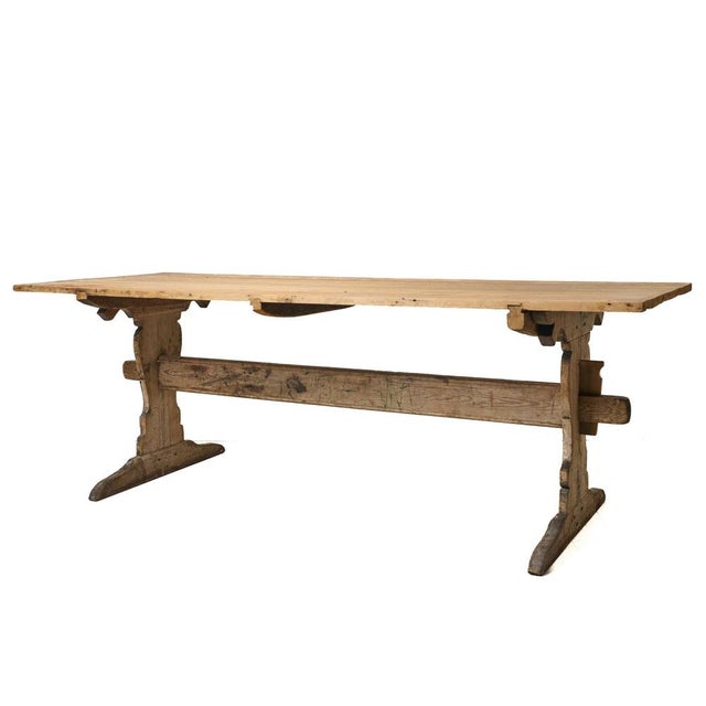 Large Antique Swedish Dining Trestle Table in Pine For Sale - Image 6 of 17