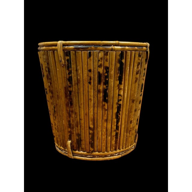 Mid 20th Century Tortoise Pencil Bamboo and Rattan Basket Planter For Sale - Image 5 of 12