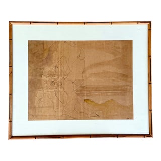 Framed Abstract Figurative Line Drawing For Sale