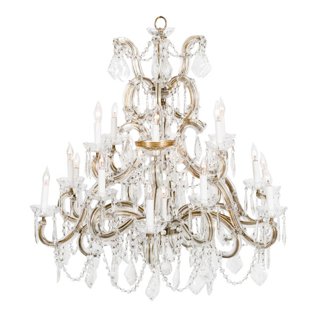 Late 19th Century Cut Crystal 18-Light Hanging Chandelier For Sale