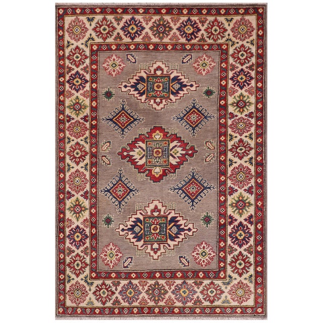 Southwestern Kazak Gray/Beige Wool Rug - 3'10''x5'10'' For Sale - Image 9 of 10