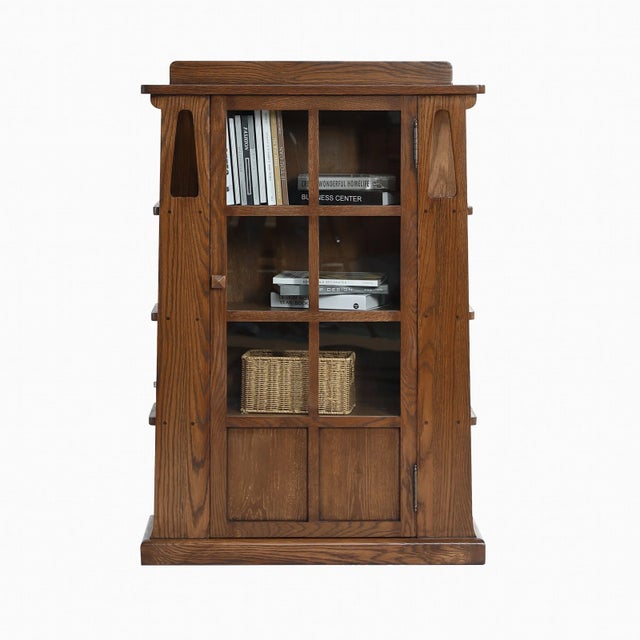 Mission 1 Door Bookcase With Side Shelves - Walnut Stain For Sale - Image 4 of 8