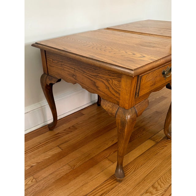 Late 20th Century Broyhill Oak Queen Anne Side Tables For Sale - Image 14 of 16