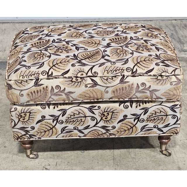 Late 20th Century Stickley Lounge Arm Chair With Matching Ottoman Footstool Needlepoint Fabric For Sale - Image 9 of 16