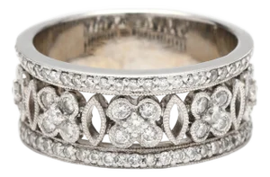 0.90ctw Diamond Thick Flower Cluster Band Ring, 14k White Gold, Ring Size 7.25