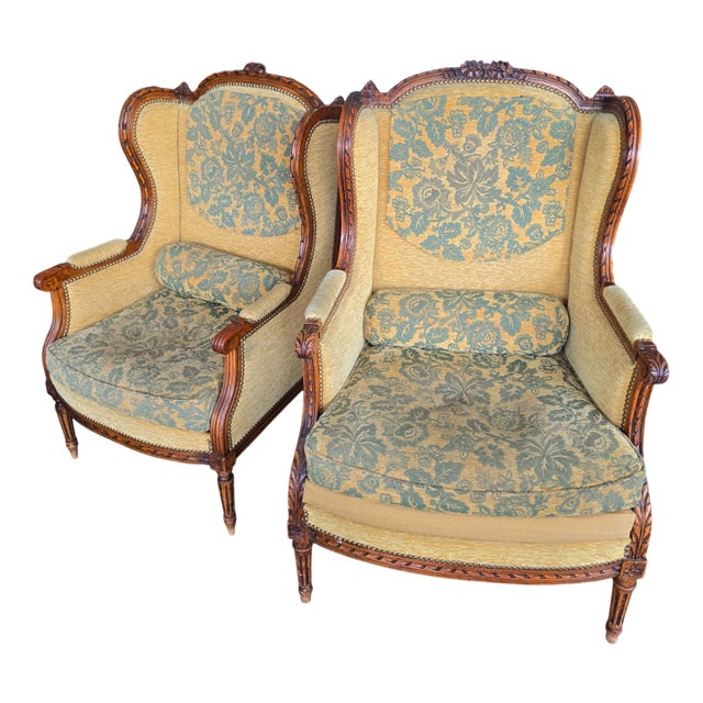 Louis XVI Bergère Armchairs, 19th Century-Early 20th Century, Set of 2 For Sale