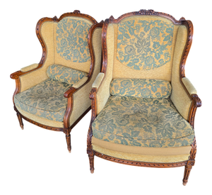 Louis XVI Bergère Armchairs, 19th Century-Early 20th Century, Set of 2