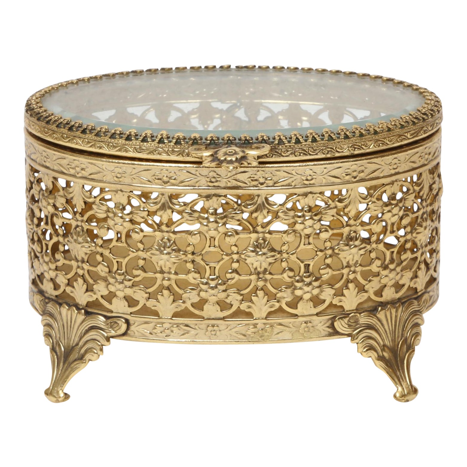 Vintage Gold Filigree Ornate Jewelry Box Chairish