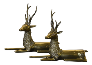 Hollywood Regency Brass Deer Statues, 1970s, Set of 2