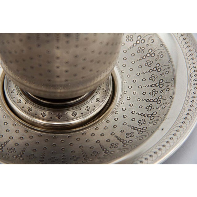 Guilloche Silver Cup and Plate, Set of 2, in Good conditions.