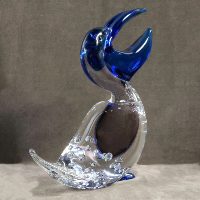 1970s Italian Murano Signed Colored Glass Animalier Sculpture A beautiful and rare object handmade by the Murano masters,...