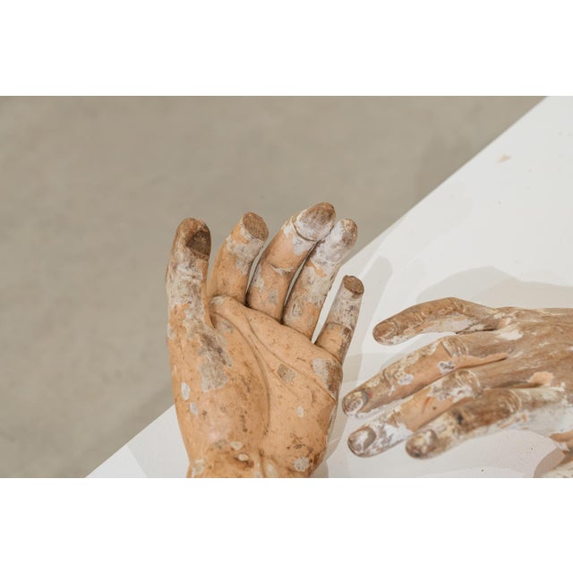 Forearms of a Dressed Saint, Early 20th Century, Pinewood, Set of 2 For Sale - Image 3 of 9