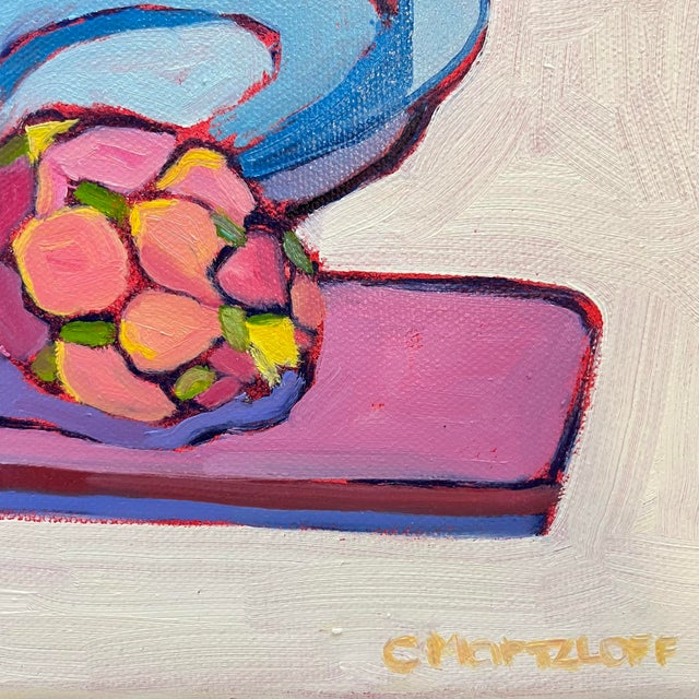 "Dragon Fruit and Grapes" Original Contemporary Expressionist Still Life Oil Painting For Sale In New York - Image 6 of 8