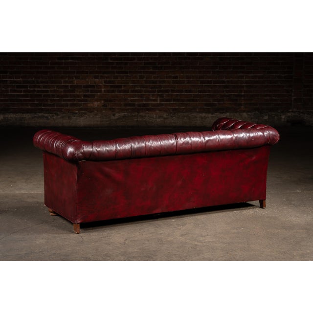 Vintage Tufted Leather Chesterfield Sofa in Oxblood For Sale - Image 4 of 11