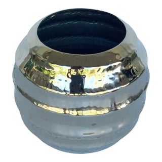 Modern Hammered Nickel Pot For Sale