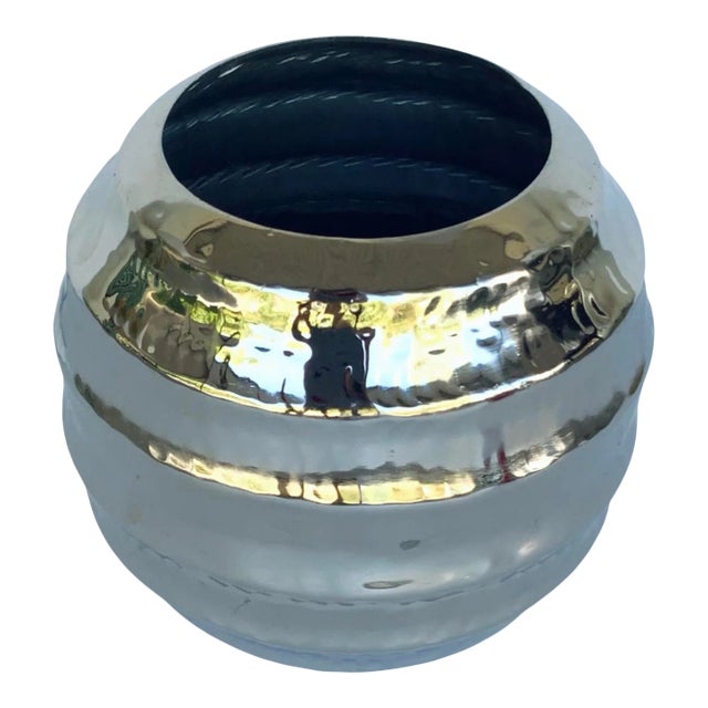 Modern Hammered Nickel Pot For Sale