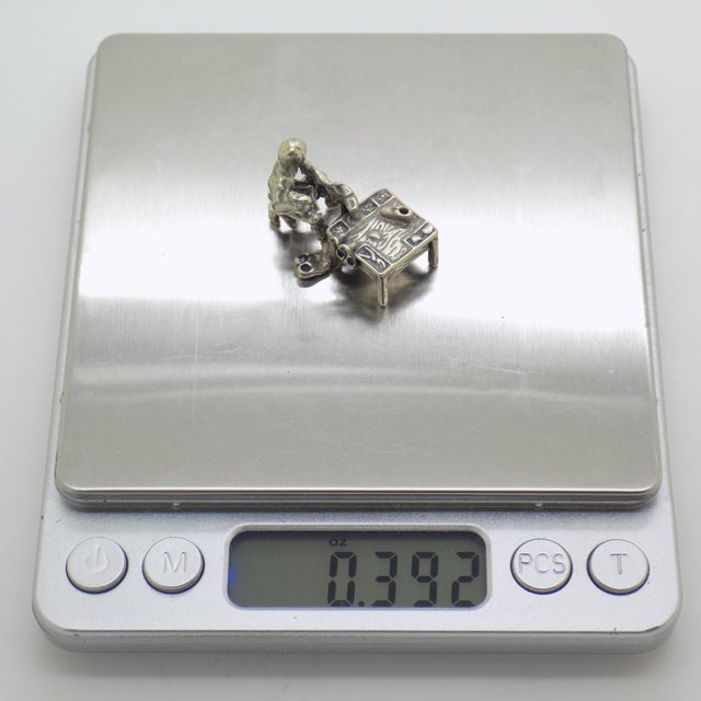 Vintage Italian Handmade Genuine Silver Shoemaker at Work Figurine Miniature For Sale - Image 10 of 11